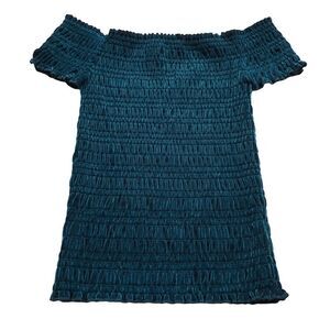 Aeropostale Velvety top off shoulder stretchy short sleeves Teal Small